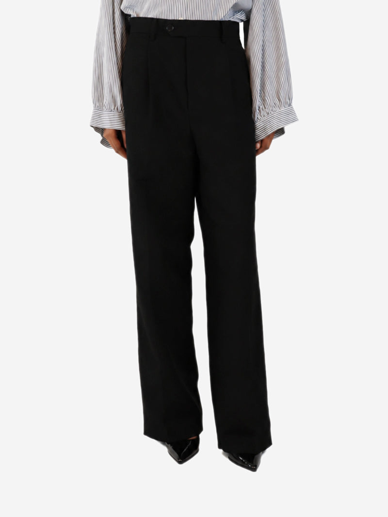 Black pleated high-waisted wool trousers - size UK 6 Trousers Auralee 