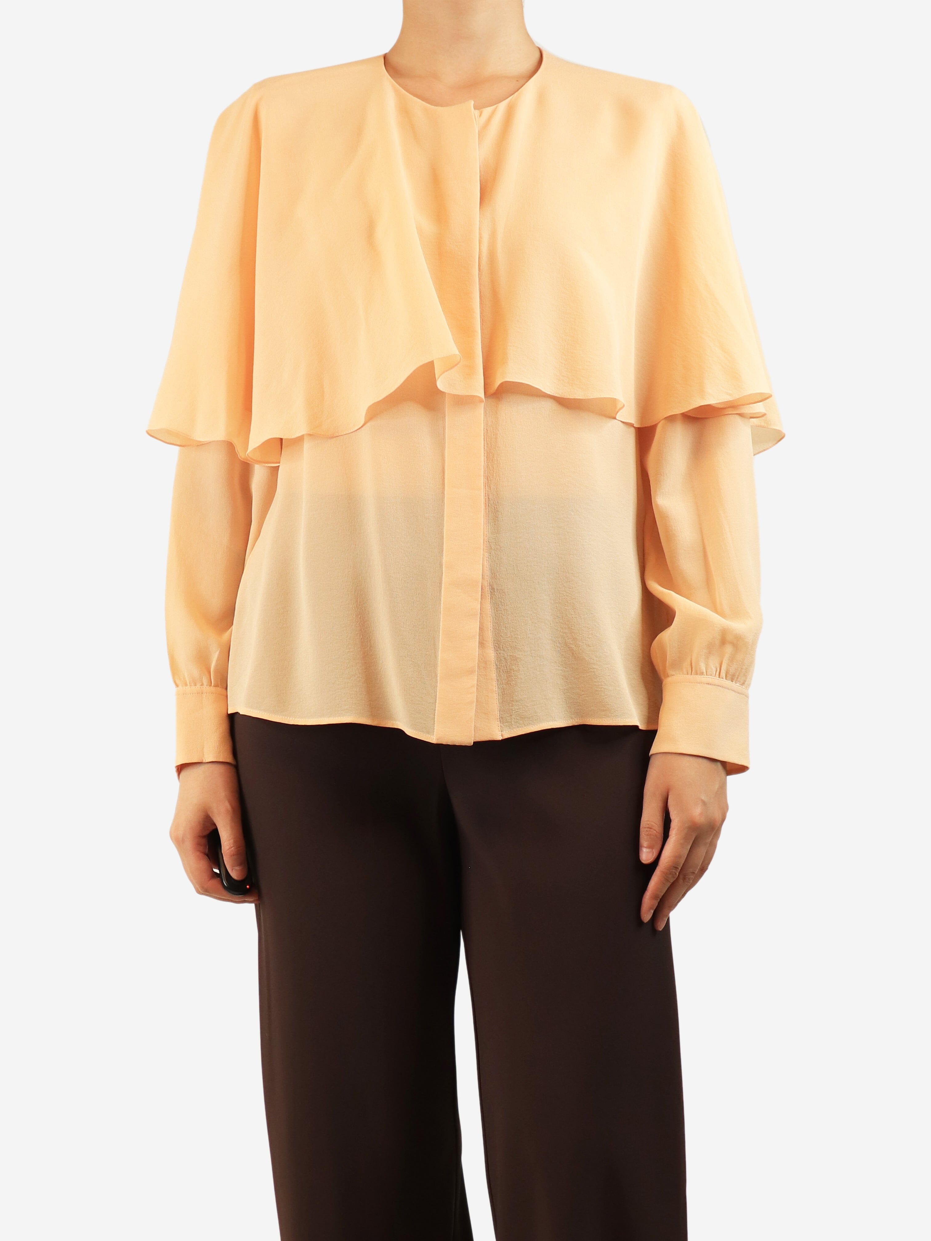 Peach silk button-up blouse - size UK 12 Tops Chloe 