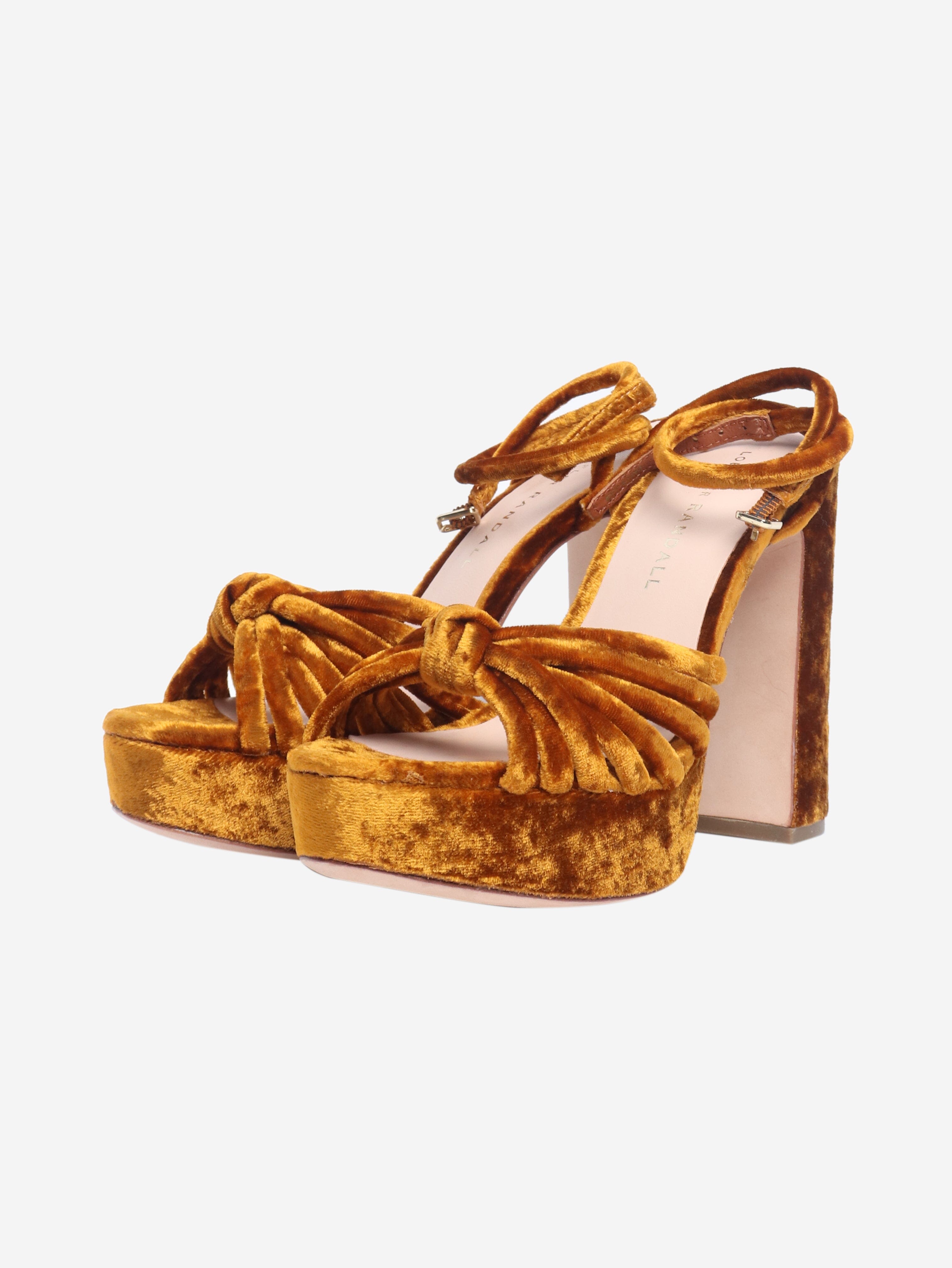 Rust orange velvet platform sandals - size EU 35.5 Heels Loeffler Randall 