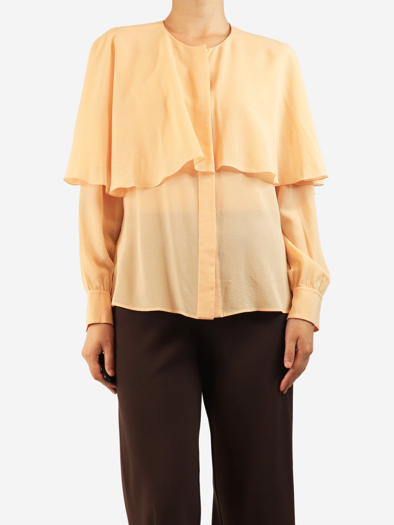 Peach silk button-up blouse - size UK 12 Tops Chloe 