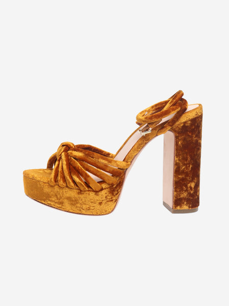 Rust orange velvet platform sandals - size EU 35.5 product image