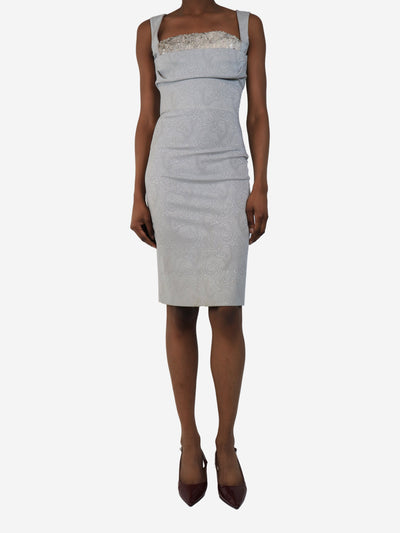 Grey paisley sequin corset-style midi dress - size UK 6 Dresses Vivienne Westwood Red Label 