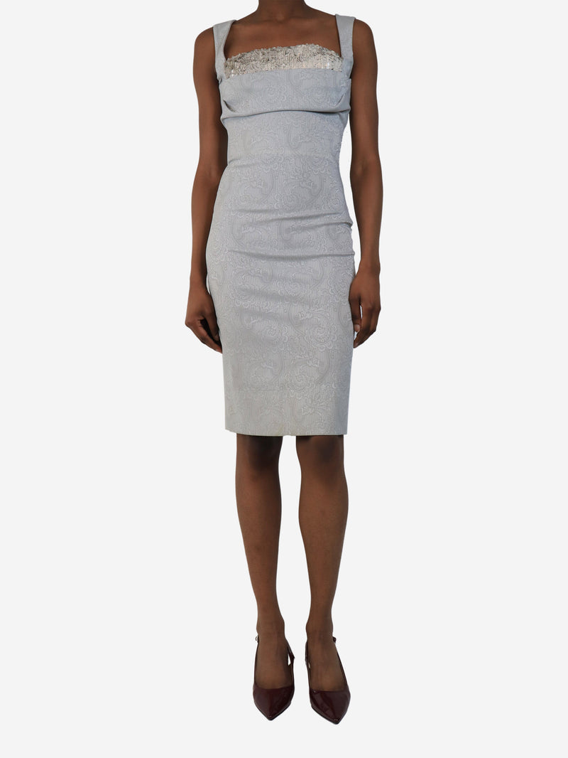 Grey paisley sequin corset-style midi dress - size UK 6 Dresses Vivienne Westwood Red Label 