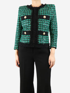 Balmain Green tweed sequin jacket - size UK 14