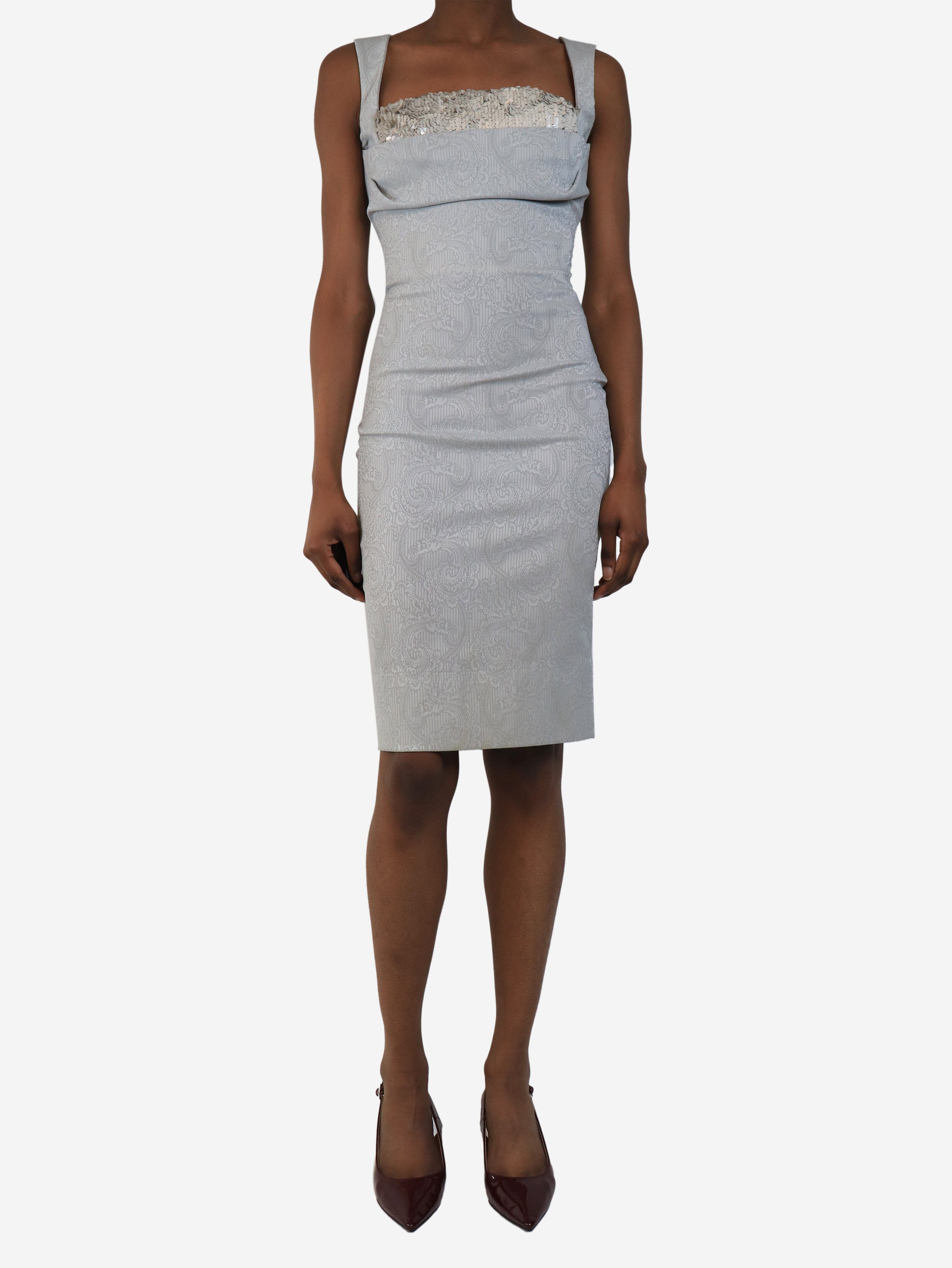 Grey paisley sequin corset-style midi dress - size UK 6 Dresses Vivienne Westwood Red Label 