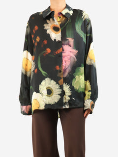 Black floral printed shirt - size XL Tops Stine Goya 
