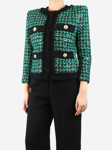 Balmain Green tweed sequin jacket - size UK 14