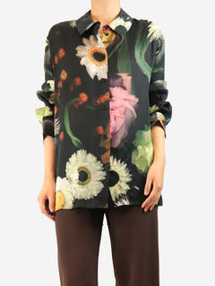 Black floral printed shirt - size XL Tops Stine Goya 