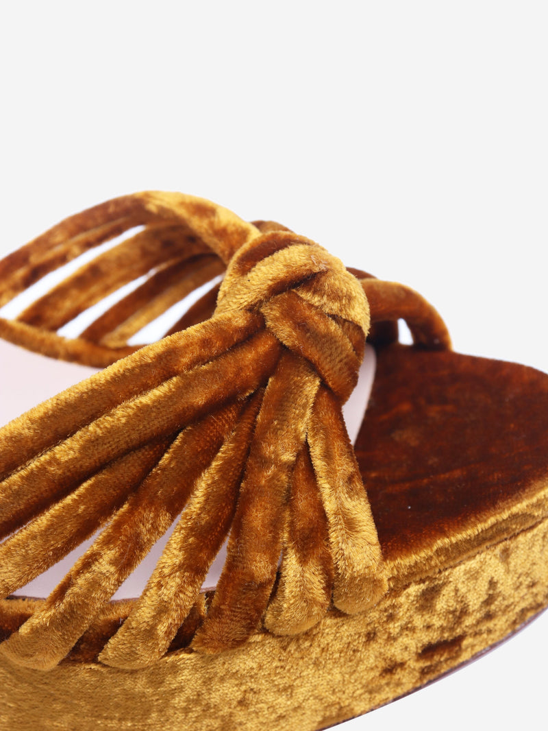 Rust orange velvet platform sandals - size EU 35.5 Heels Loeffler Randall 