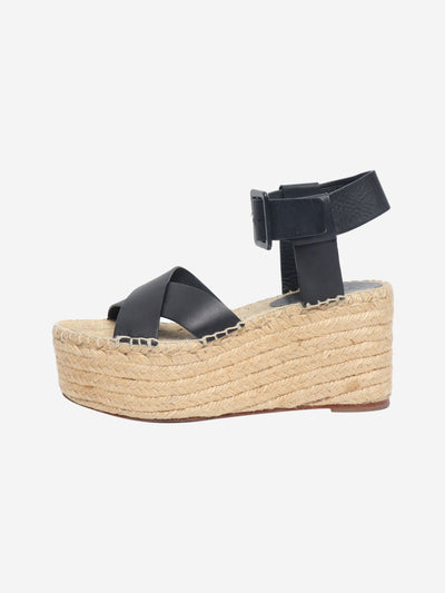 Black leather espadrilles - size EU 37 (UK 4) Flat Sandals Celine 