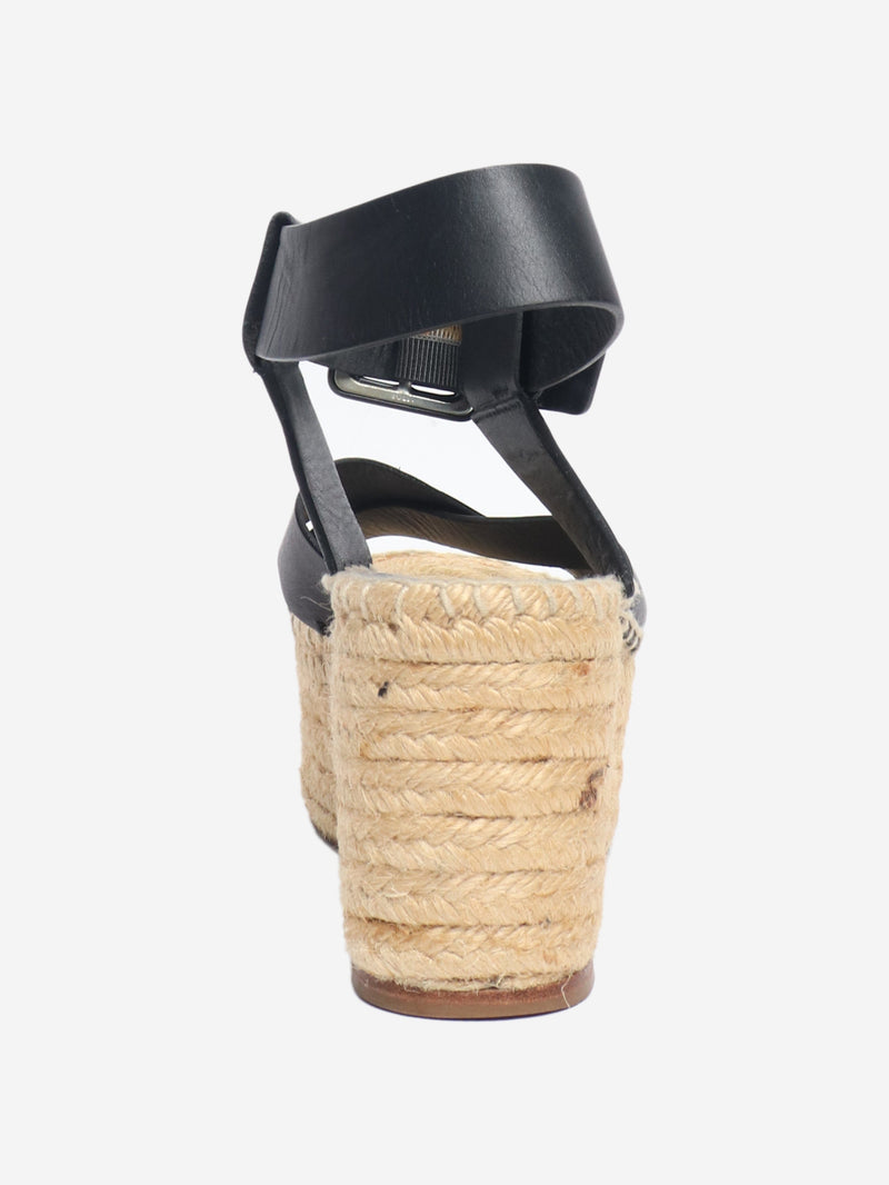 Black leather espadrilles - size EU 37 (UK 4) Flat Sandals Celine 