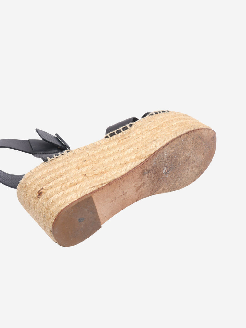 Black leather espadrilles - size EU 37 (UK 4) Flat Sandals Celine 