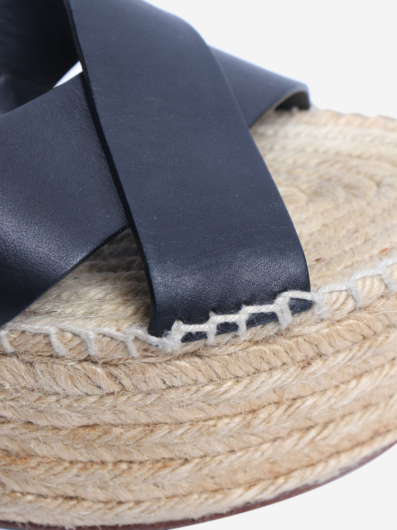 Black leather espadrilles - size EU 37 (UK 4) Flat Sandals Celine 