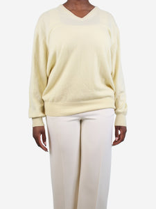 Loro Piana Yellow v-neck cashmere sweater - size UK 20