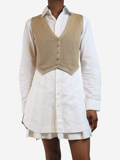 Brown knit cropped button-up vest - size S Knitwear Ralph Lauren 