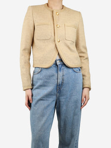 Celine Beige cropped tweed jacket - size UK 8