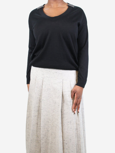 Black bejewelled cashmere-blend sweater - size M Knitwear Brunello Cucinelli 