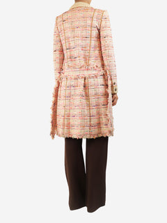 Pink tweed belted coat - size UK 8 Coats & Jackets Chanel 