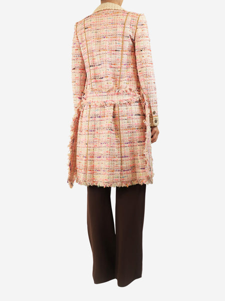 Pink tweed belted coat - size UK 8 alternate image