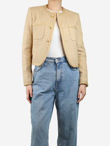 Celine Beige cropped tweed jacket - size UK 8