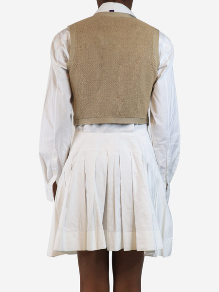 Brown knit cropped button-up vest - size S alternate image