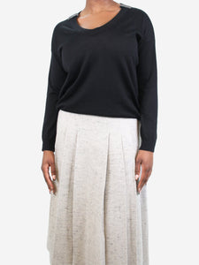 Brunello Cucinelli Black bejewelled cashmere-blend sweater - size M
