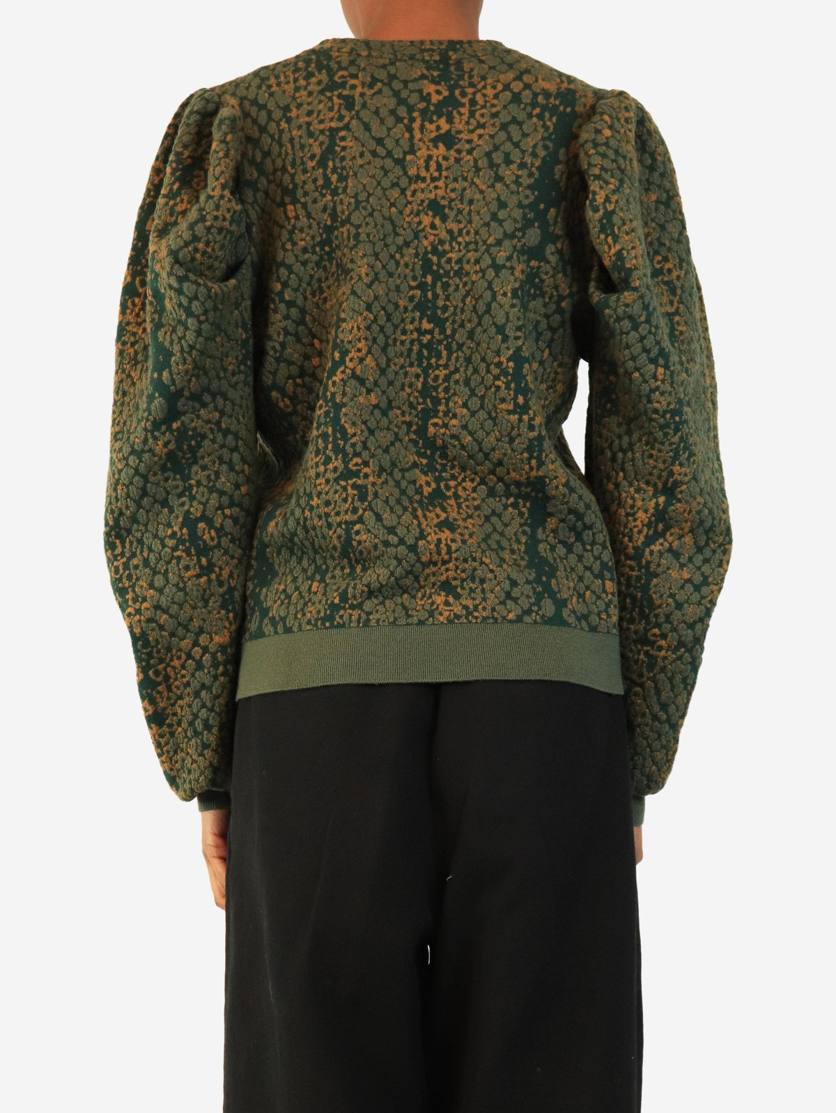 Green python jacquard Gemma puff sleeve jumper - size S Knitwear Ulla Johnson 
