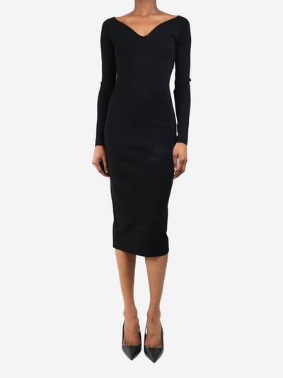 Black long-sleeved v-neck stretch dress - size UK 4 Dresses Stella McCartney 