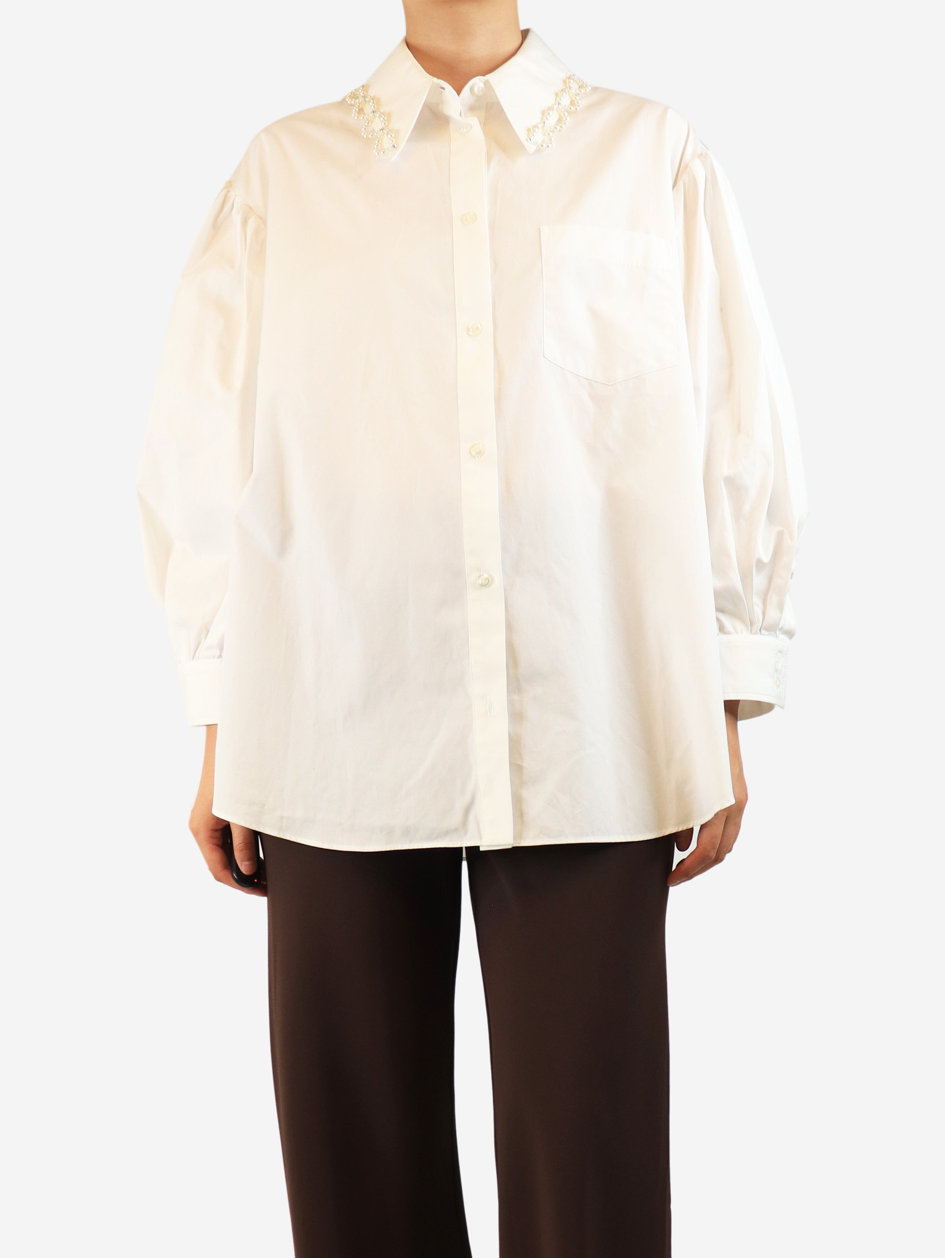White faux-pearl embellished shirt - size UK 10 Tops Simone Rocha 