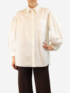 White faux-pearl embellished shirt - size UK 10 Tops Simone Rocha 