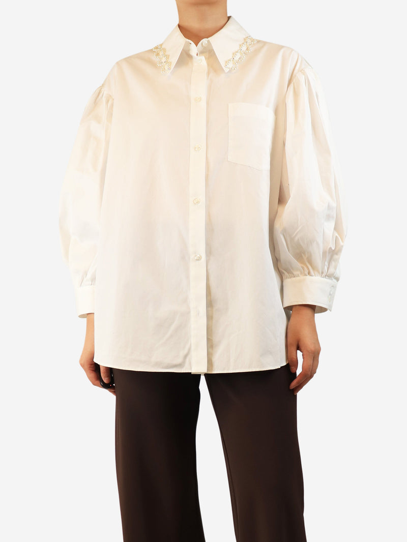 White faux-pearl embellished shirt - size UK 10 Tops Simone Rocha 