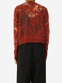 Red and black sheer jacquard cropped knit jumper - size S Knitwear Alexander Wang 