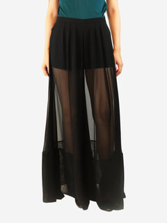 Black sheer wide-leg trousers - size UK 10 Trousers Maison Margiela 