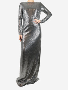 Gucci Silver sequin long-sleeved maxi dress - size S