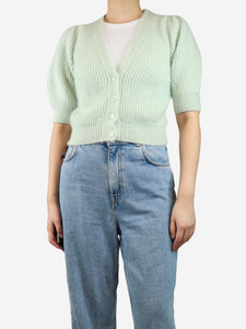 Celine Mint green mohair-blend ribbed cardigan - size S