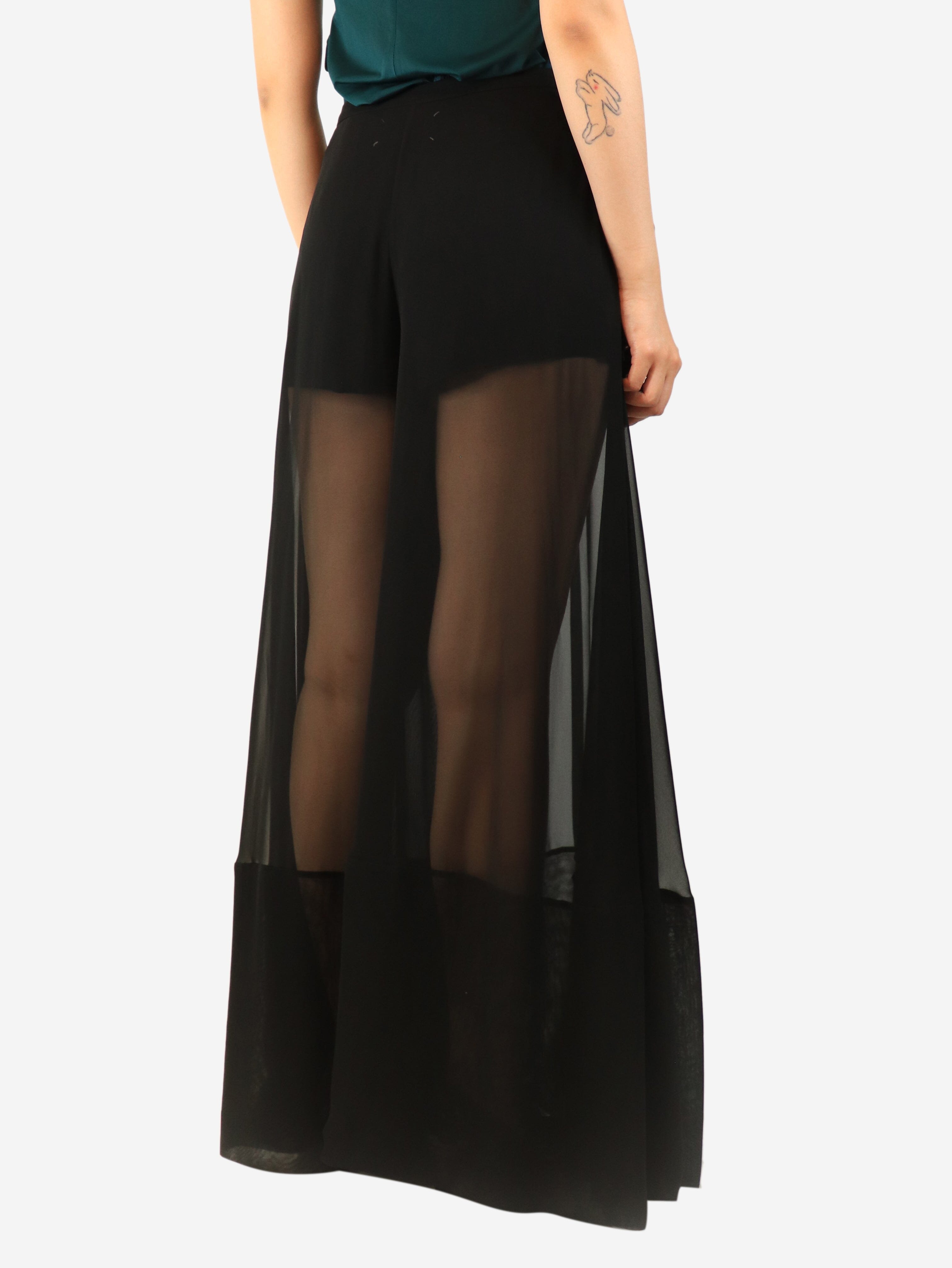 Black sheer wide-leg trousers - size UK 10 Trousers Maison Margiela 