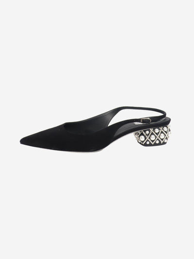 Black slingback flats with pearl detail - size EU 39 (UK 6) Flat Shoes Rene Caovilla 