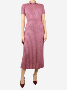 Gabriela Hearst Pink ribbed polo maxi dress - size S