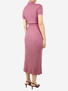 Gabriela Hearst Pink ribbed polo maxi dress - size S