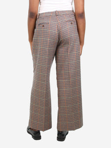 Kiltie Brown houndstooth wool-blend trousers - size UK 14