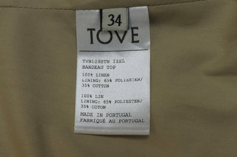 Stone linen Izel bandeau top - size UK 6 Tops Tove 