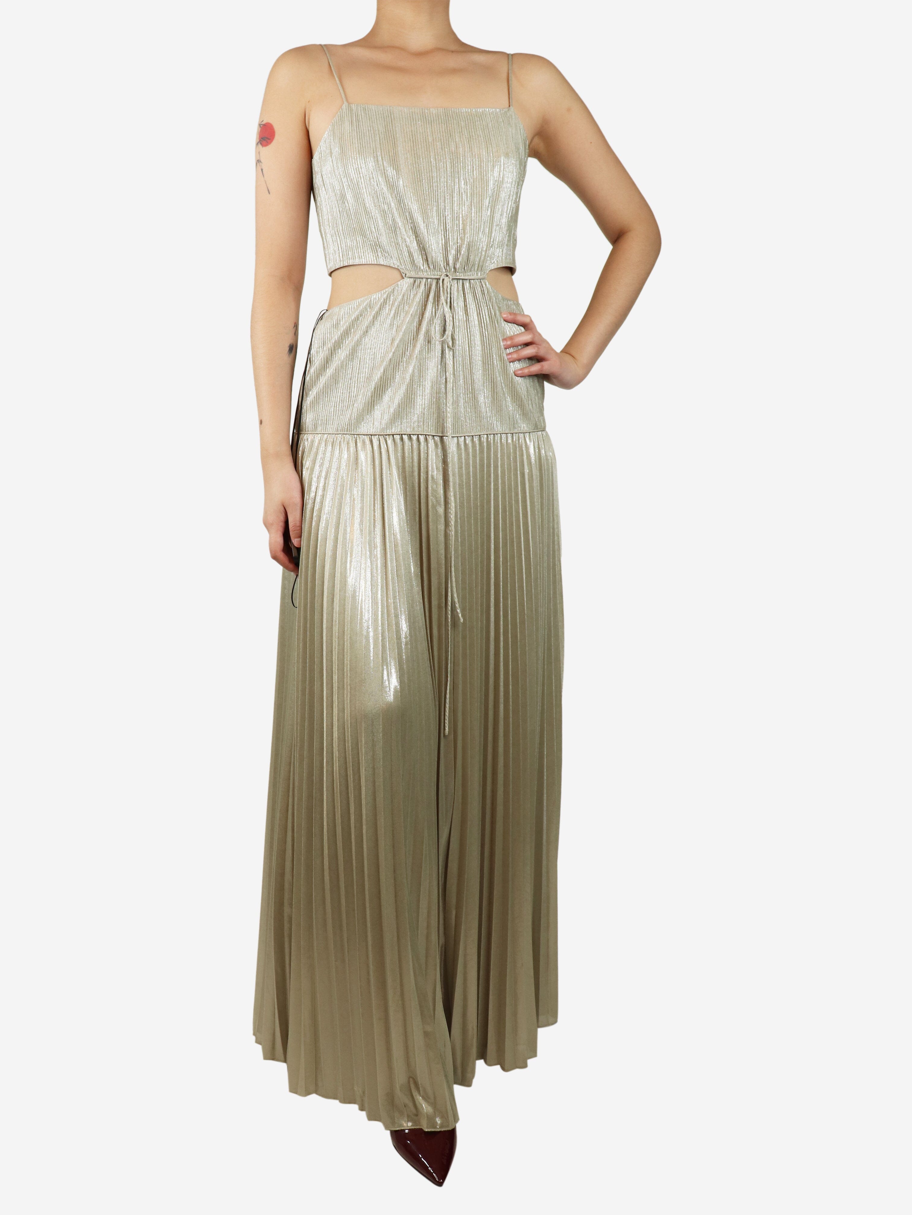 Neutral sparkly pleated maxi dress - size UK 12 Dresses Jonathan Simkhai 