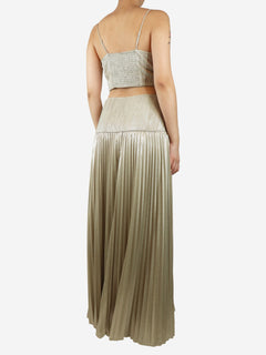 Neutral sparkly pleated maxi dress - size UK 12 Dresses Jonathan Simkhai 