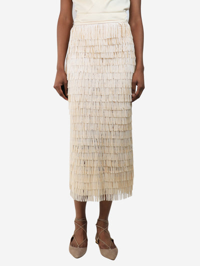 Cream fringed midi skirt - size UK 6 Skirts Manning Cartell 