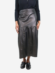 Black leather a outlet line midi skirt uk