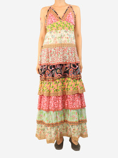 Multicolour floral-print tiered sundress - size S