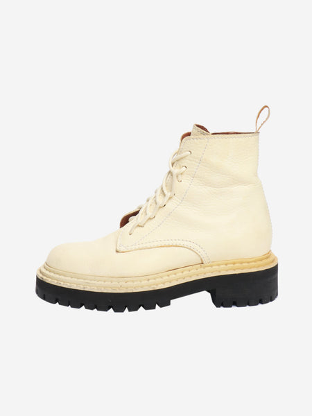 Cream lug sole combat boots - size EU 37 (UK 4) product image