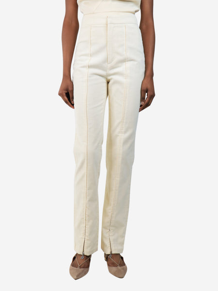 Cream straight-leg corduroy trousers - size UK 6 product image