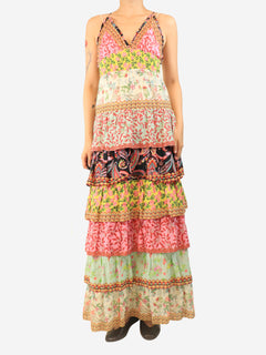 Multicolour floral-print tiered sundress - size S