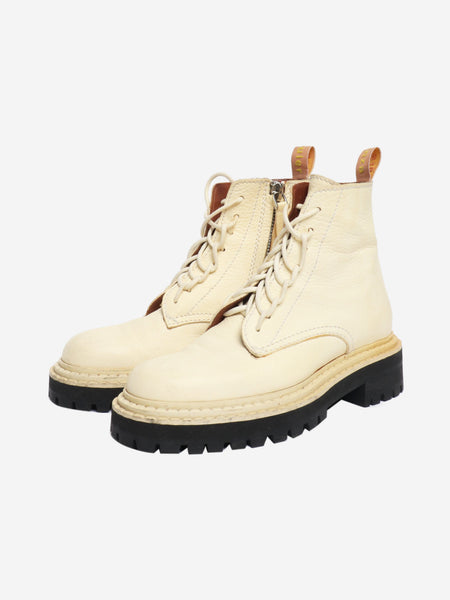 Cream lug sole combat boots - size EU 37 (UK 4) alternate image